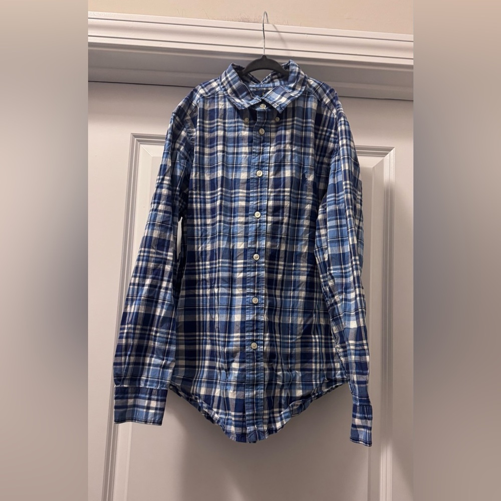 Ralph Lauren Kids Blue Plaid Button-Down Shirt